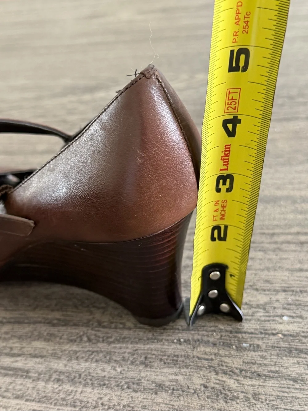 Bass Brown Leather Mary Jane Wedge Heels